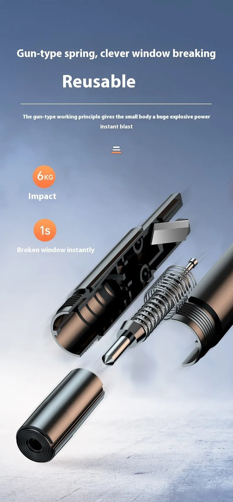 Martillo de Emergencia 2 en 1 para Auto | Rompevidrios y Cortacinturón de Seguridad