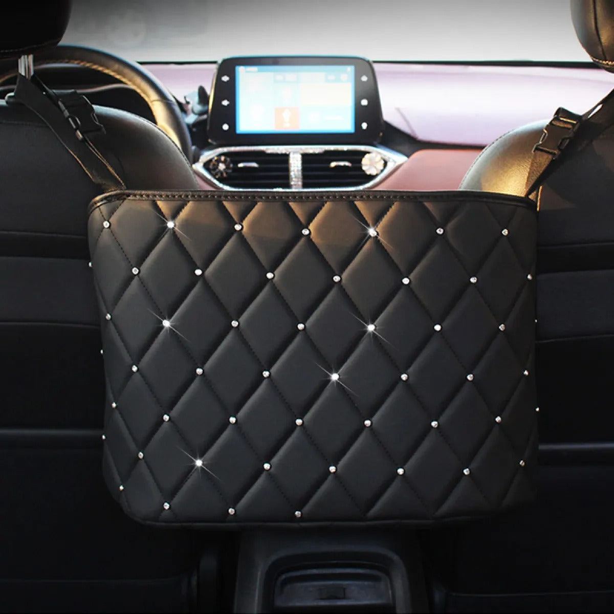 Organizador Colgante para Auto | Porta Cartera y Red entre Asientos Premium