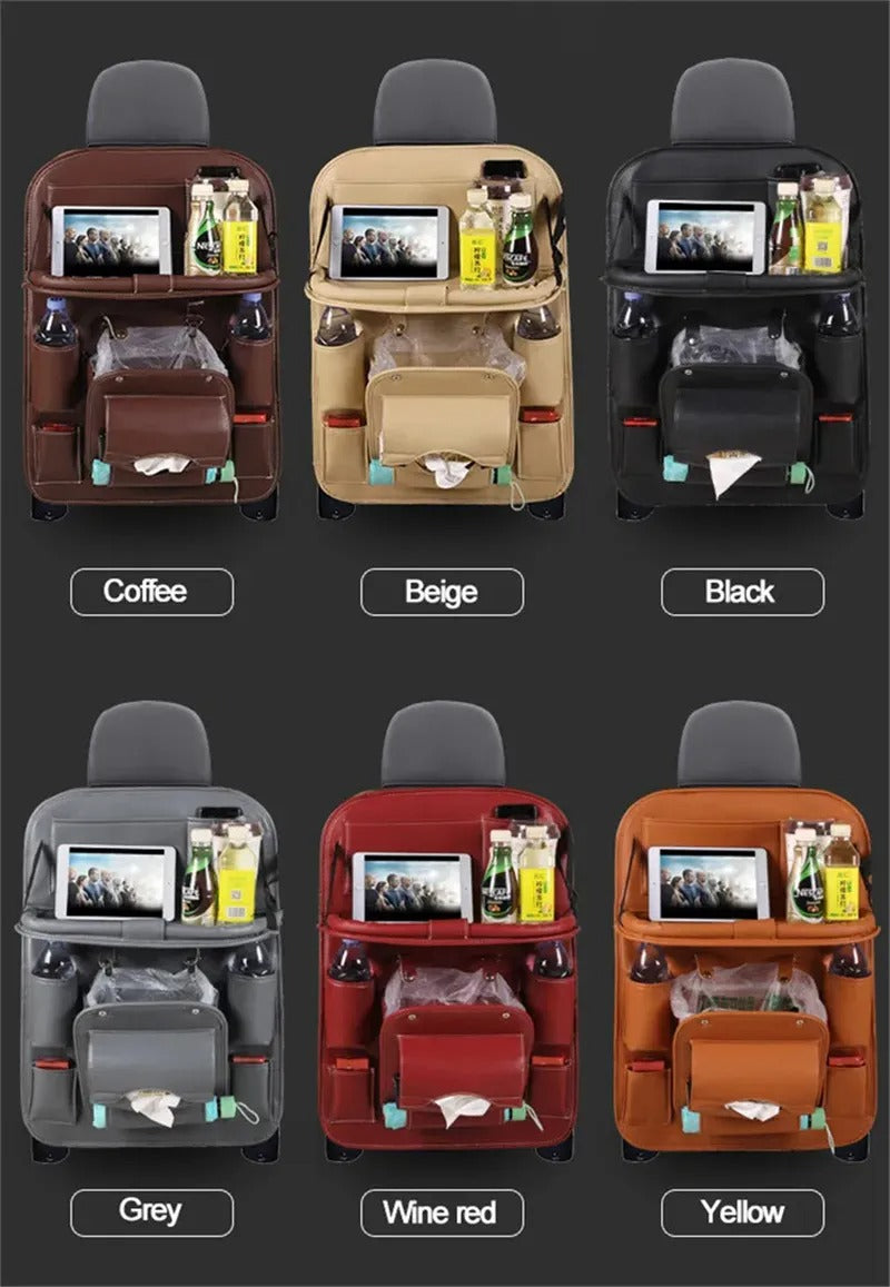 Organizador Premium para Respaldo de Asiento con Papelera Integrada | Cuero PU