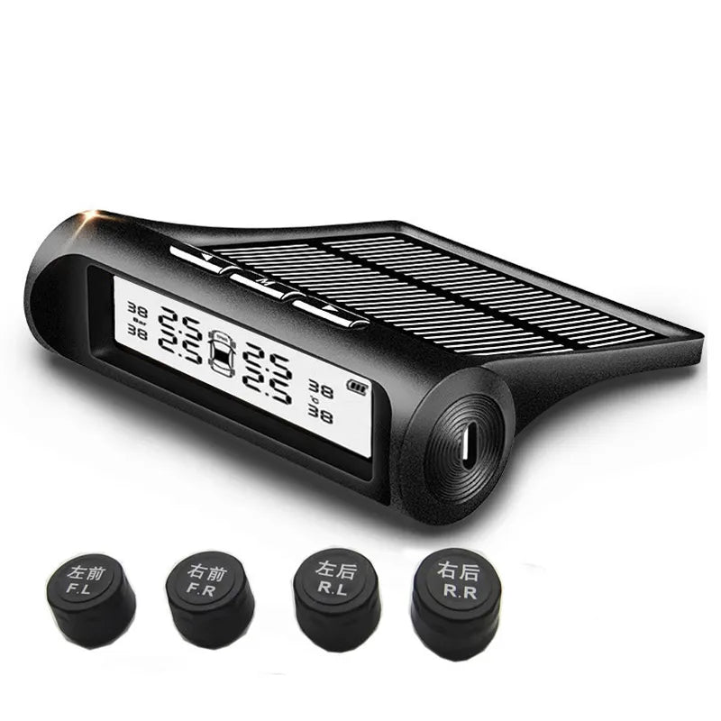 Monitor Solar Inteligente de Presión de Neumáticos (TPMS) | 4 Sensores Inalámbricos