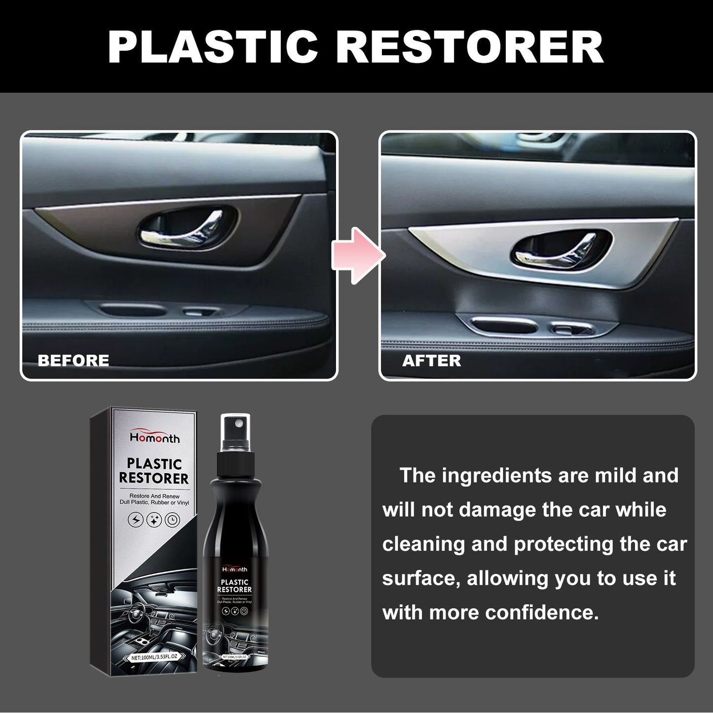 Renovador de Plásticos para Auto 100 ml | Restaura y Protege Tablero e Interior