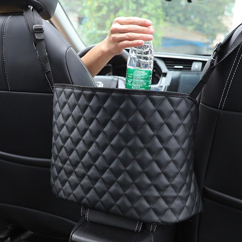 Organizador Colgante para Auto | Porta Cartera y Red entre Asientos Premium