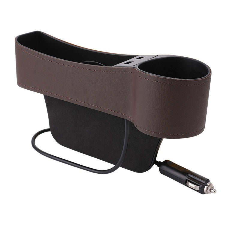 Organizador Premium para Asiento con Cargador USB Doble | Porta Objetos y Portavasos