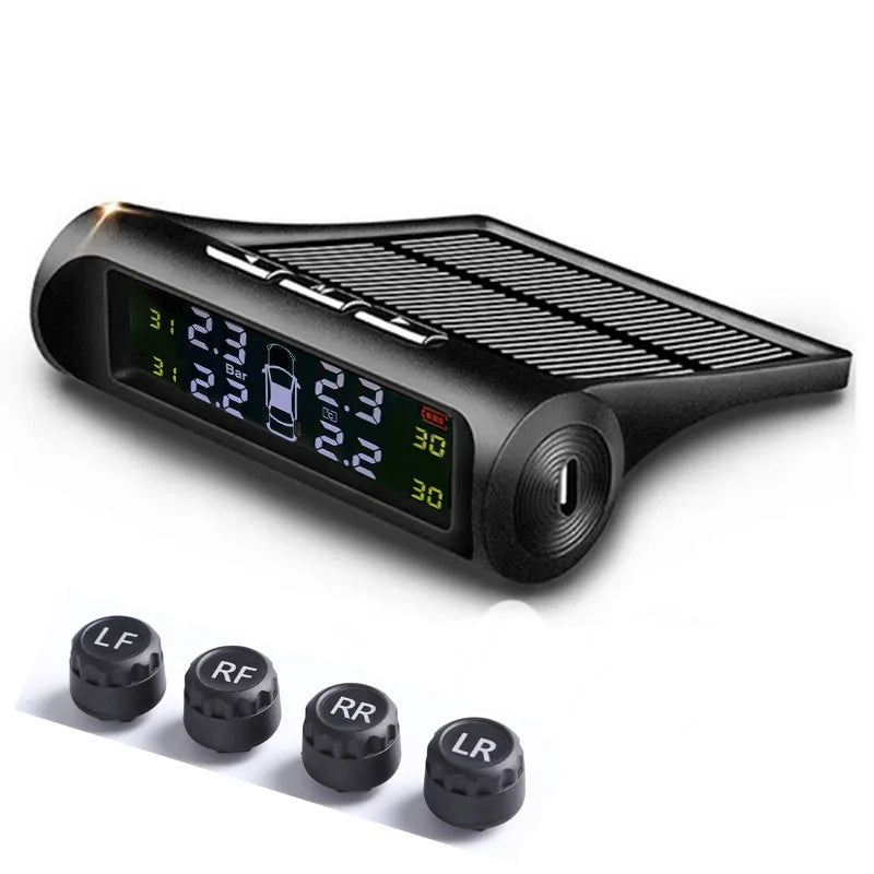 Monitor Solar Inteligente de Presión de Neumáticos (TPMS) | 4 Sensores Inalámbricos