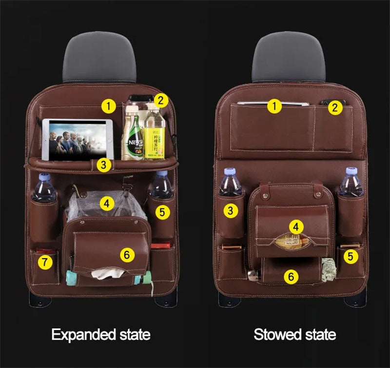 Organizador Premium para Respaldo de Asiento con Papelera Integrada | Cuero PU