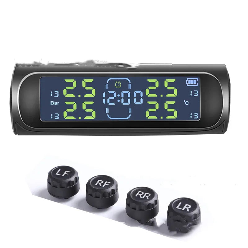 Monitor Solar Inteligente de Presión de Neumáticos (TPMS) | 4 Sensores Inalámbricos
