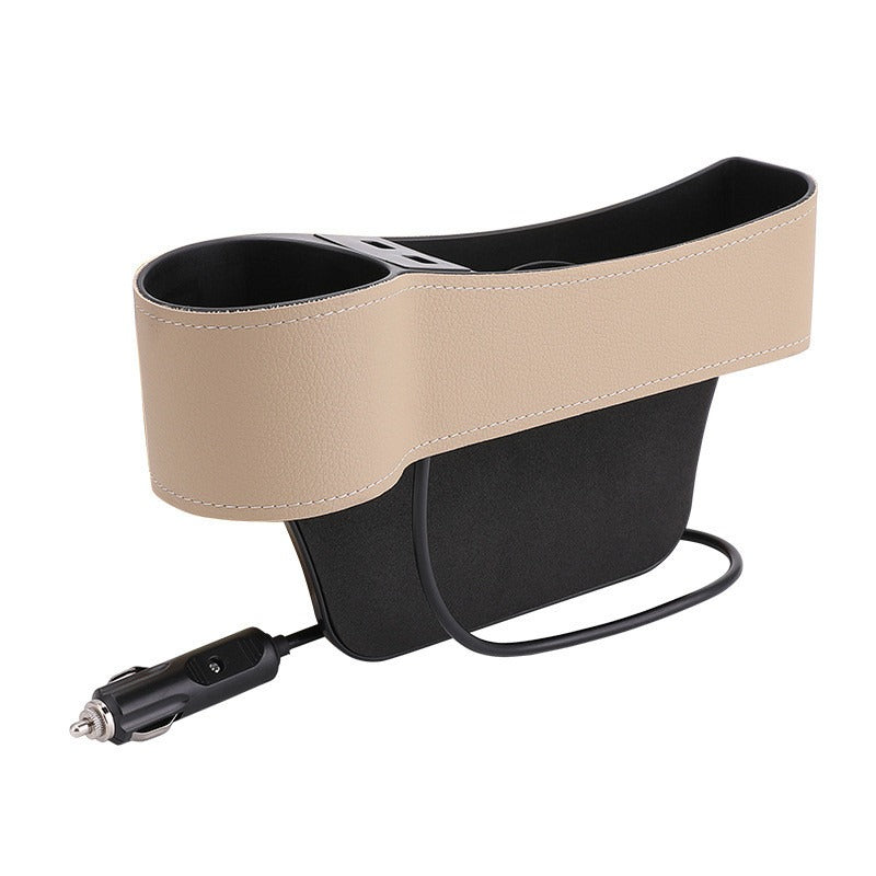 Organizador Premium para Asiento con Cargador USB Doble | Porta Objetos y Portavasos