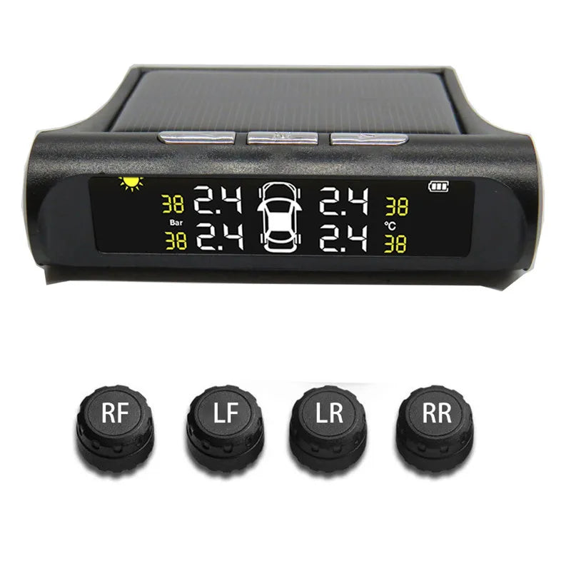 Monitor Solar Inteligente de Presión de Neumáticos (TPMS) | 4 Sensores Inalámbricos