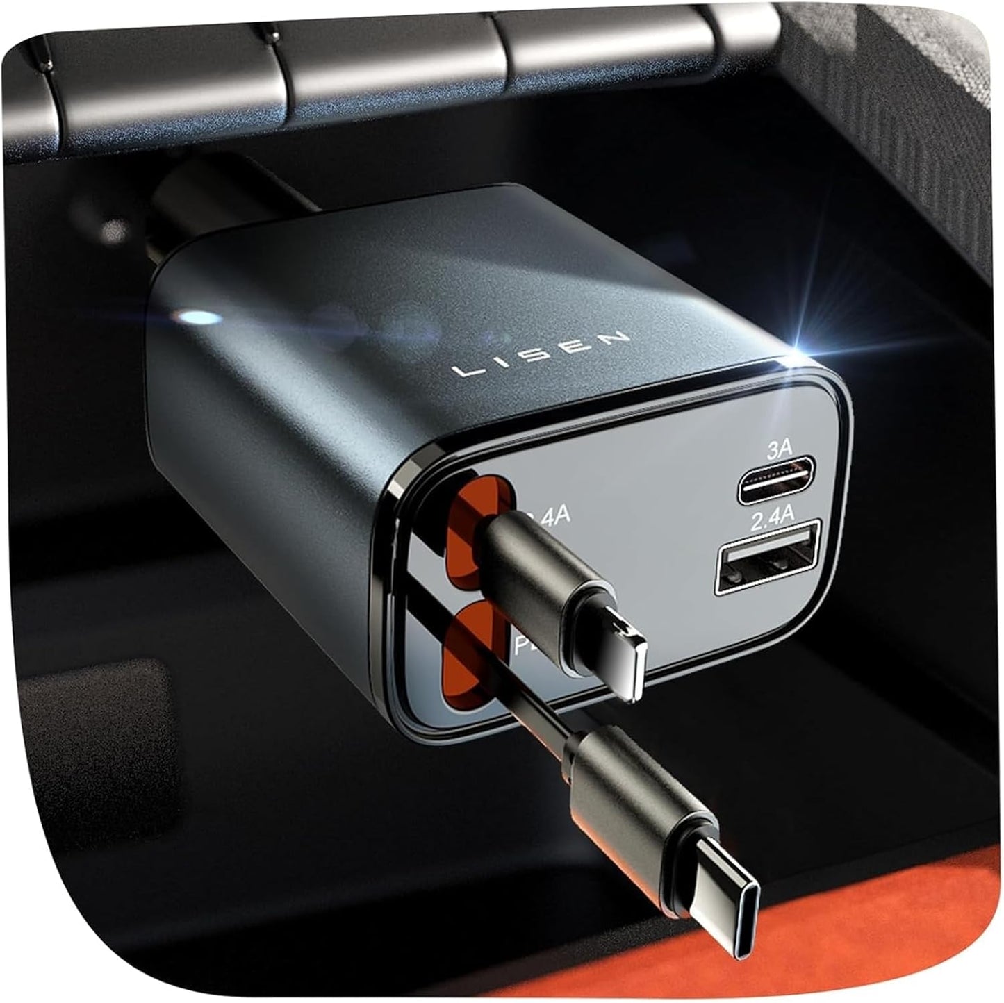 Cargador Retráctil 4 en 1 para Auto | Carga Rápida 120W